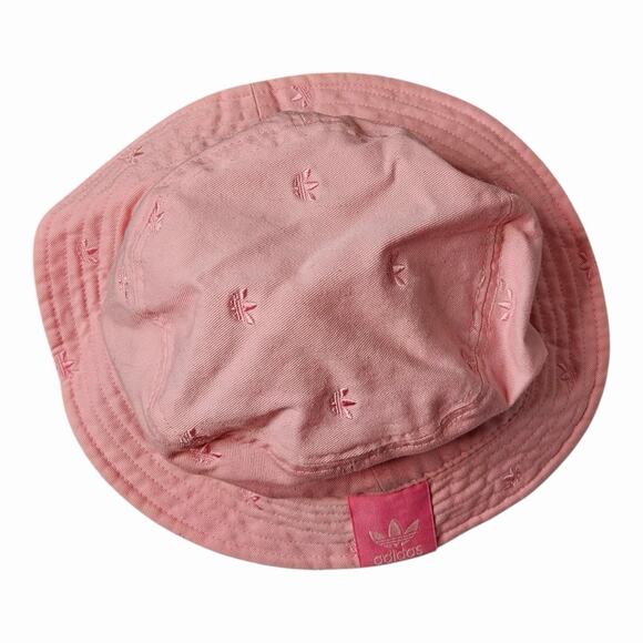 Adidas Originals Pink Bucket Hat Trefoil All Over Logo One Size - Picture 2 of 5